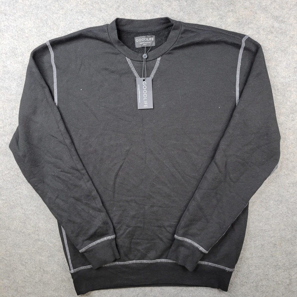 Goodlife Sweatshirt Mens Small Black Terry Knit Pullover Crewneck Made In USA